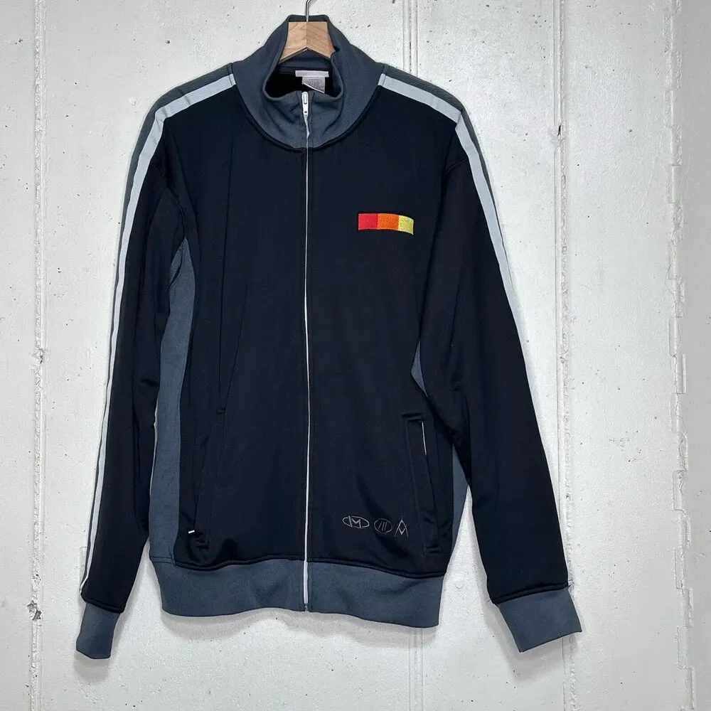 Volkl XL Track Jacket Black Fleece‎ Lined Full Zip Logo Tecnica Marker Sporty